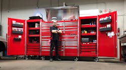 After purchasing his 68” double bank main box six years ago, Michael Capozzio has since added a top chest and two side lockers. After purchasing his 68” double bank main box six years ago, Michael Capozzio has since added a top chest and two side lockers.