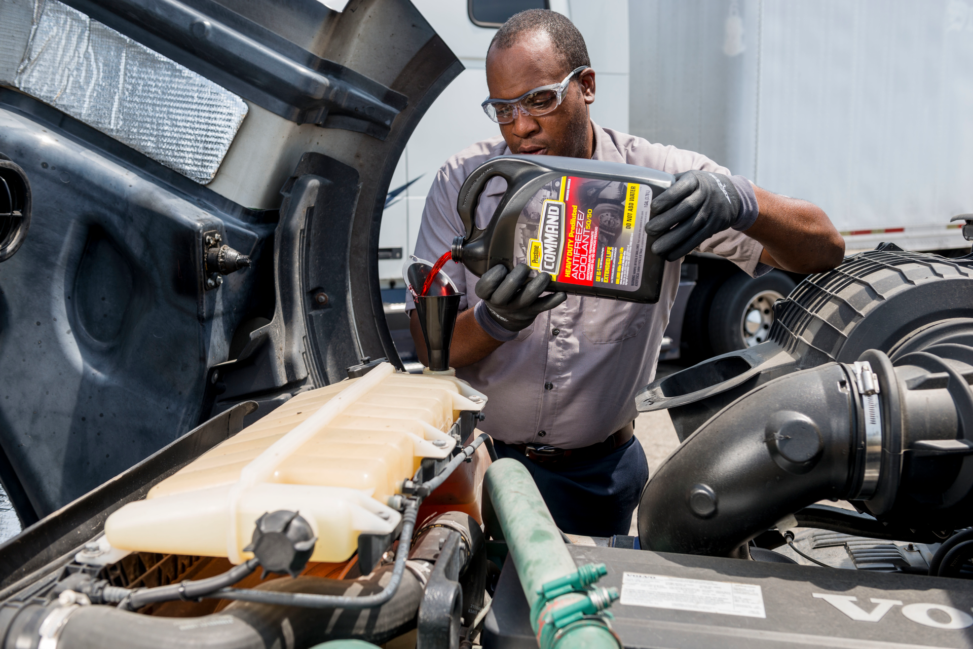 Coolant can come pre-diluted or concentrated. Pre-diluted coolant has already been mixed with water and can be added directly to the system. Concentrated coolant should be mixed at a 50-50 ratio with distilled water before adding to the system.