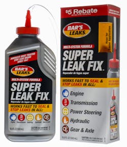Super Leak Fix is a multi-system formula that quickly seals, stops, and prevents leaks in all engine oil, transmission, power steering, hydraulic and differential axle, and gear systems.