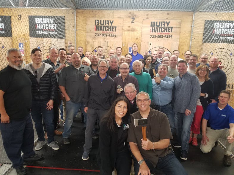 NATS 2019 group at the axe throwing competition.