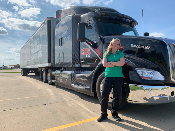 Ready to get behind the wheel of Link's test truck, a 2016 Peterbilt 579.