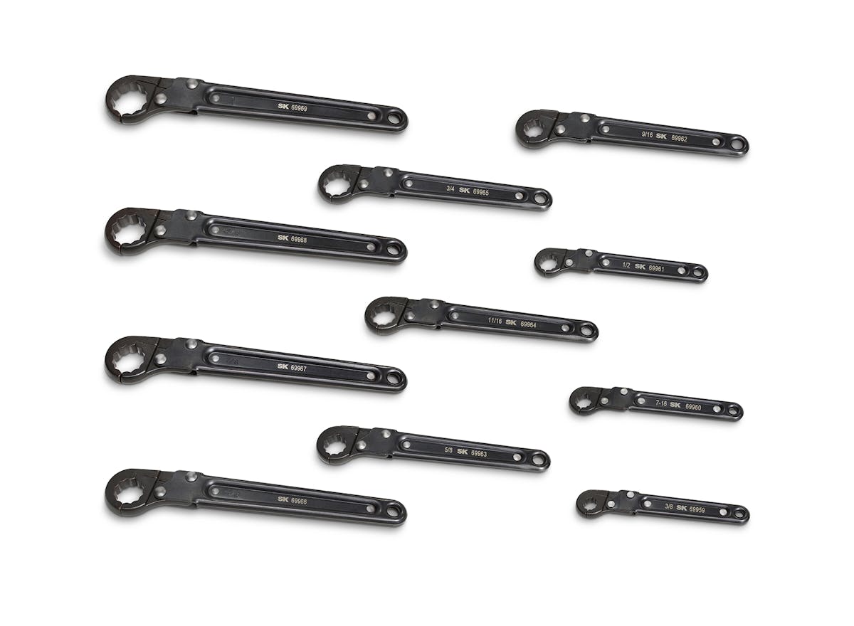 11 pc Flare Nut Ratcheting Wrenches Set Vehicle Service Pros