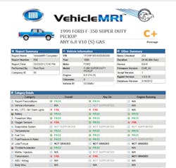 Image of a Vehicle MRI Report from Denso. Image of a Vehicle MRI Report from Denso.
