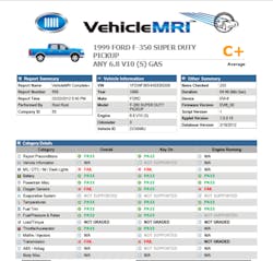 Image of a Vehicle MRI Report from Denso. Image of a Vehicle MRI Report from Denso.