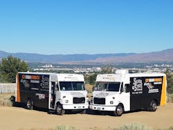 The couple purchased Freightliner MT55s for their heavy duty chassis and engine. They have been on road selling tools since October 2018. The couple purchased Freightliner MT55s for their heavy duty chassis and engine. They have been on road selling tools since October 2018.