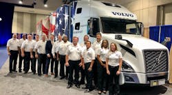 The Captains of America&rsquo;s Road Team with Volvo Trucks North America&rsquo;s President, Peter Voorhoeve. America&rsquo;s Road Team is a public outreach program sponsored by Volvo Trucks North America.
