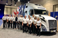 The Captains of America&rsquo;s Road Team with Volvo Trucks North America&rsquo;s President, Peter Voorhoeve. America&rsquo;s Road Team is a public outreach program sponsored by Volvo Trucks North America.