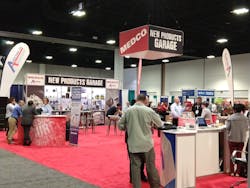 The New Products garage at the center of the show floor had innovative products on display and resources for mobile dealers. The New Products garage at the center of the show floor had innovative products on display and resources for mobile dealers.