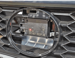 Figure 1 - Forward-facing radar on a 2019 Nissan Altima. Figure 1 - Forward-facing radar on a 2019 Nissan Altima.