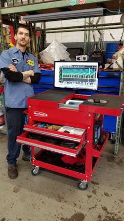 Rick Urso, technician for over 15 years, purchased a tool cart a year ago and has since been modifying it to fit his needs.