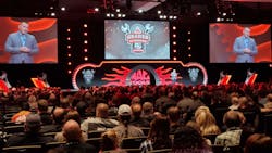 Mac Tools President Phil Cox addresses Tool Fair 2020 attendees at the event kickoff. Mac Tools President Phil Cox addresses Tool Fair 2020 attendees at the event kickoff.