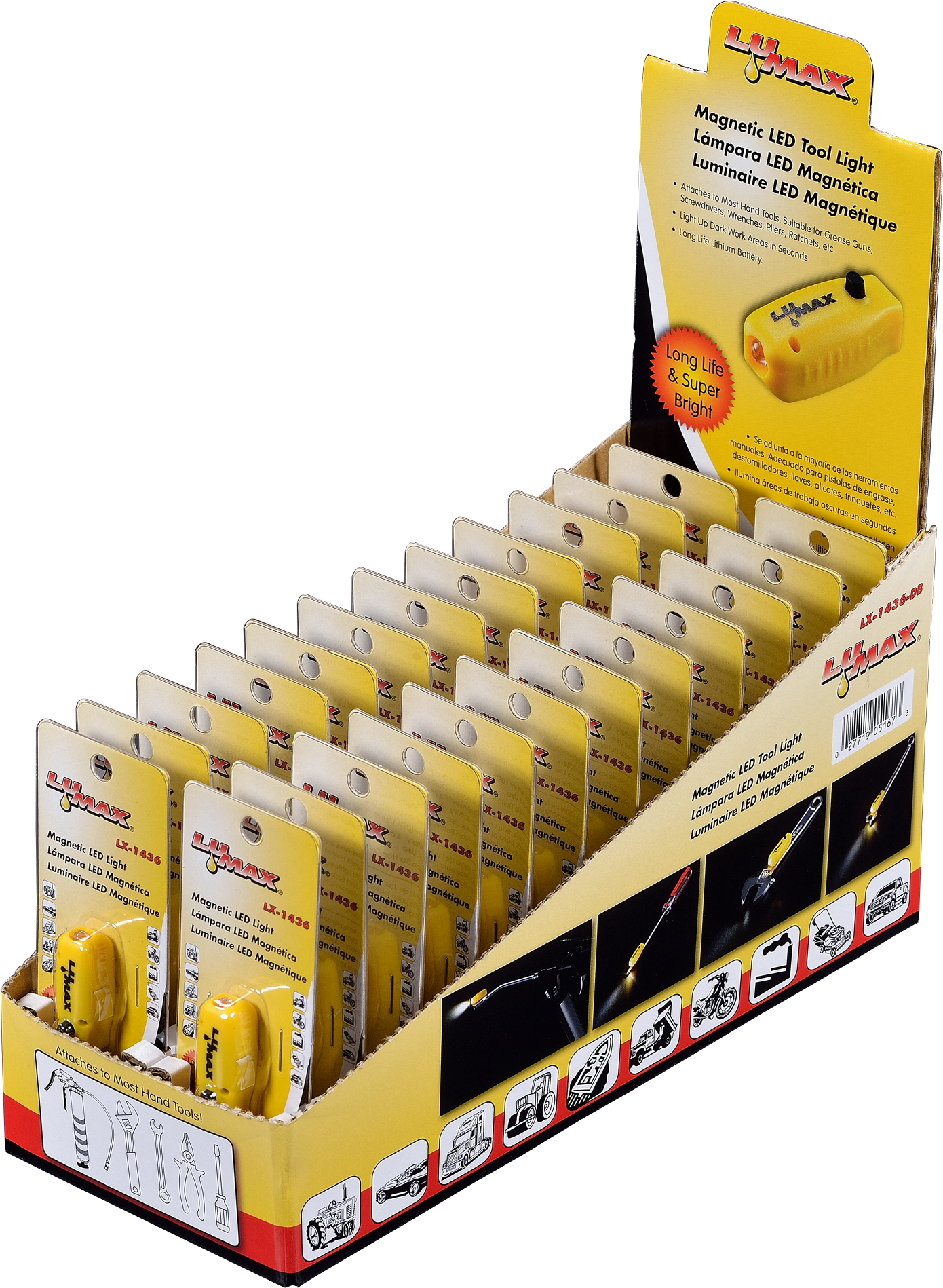 Lx 1436 Lumax Magnetic Led Tool Light Display Box Open, No Background