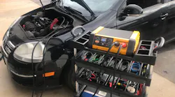 The Clore Automotive SOLAR Pro-Logix 12V 100A Flashing Power Supply and 60/40/10A Battery Charger, No. PL6100, is designed to provide stable power on demand, up to 100A, to a vehicle electrical system to support module reprogramming.