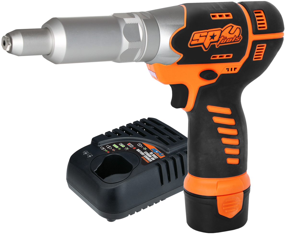 12V Industrial Cordless Rivet Gun Kit, No. SP81371 From: SP Air | Vehicle Service Pros 12V Industrial Cordless Rivet Gun Kit, No. SP81371 From: SP Air | Vehicle Service Pros
