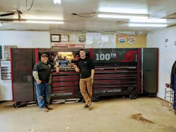 Christopher Caouette (left) aside his two Snap-on 100th Year Edition 68&apos; EPIQ Roll Cabs.