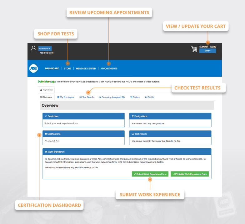 New My Ase Web Portal