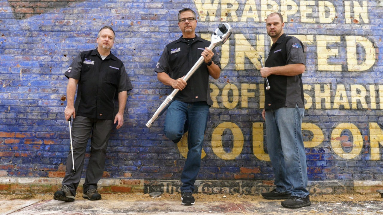 Chipola College Automotive instructor John Gardner (center) has signed on for season 7 of the television show, &ldquo;Tech Garage,&rdquo; presented by RockAuto.com airing on MotorTrend TV. Gardner is pictured along with co-host, Josh Ellis, Chipola Assistant Auto Tech Instructor (right), and multitalented automotive journalist, Dave Dobson.