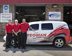 Yeoman Service Center&apos;s three generations from left to right: Donny (current owner), Don (grandfather), and Dan (father, retired)