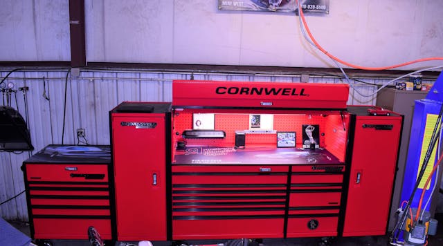 The setup from Cornwell allows Armstrong to add additional tool storage as he needs it.