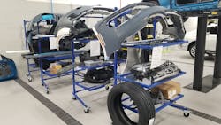 Innovative tool carts are used to store parts when mirror-matching replacement parts to old at Holman Collision Pembroke Pines, which implemented the blueprinting process from day one.