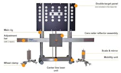 This universal ADAS target frame with accessories and sample camera calibration target is available from Delphi in the UK and European Union. It is one example of several aftermarket units available in the repair industry. This universal ADAS target frame with accessories and sample camera calibration target is available from Delphi in the UK and European Union. It is one example of several aftermarket units available in the repair industry.