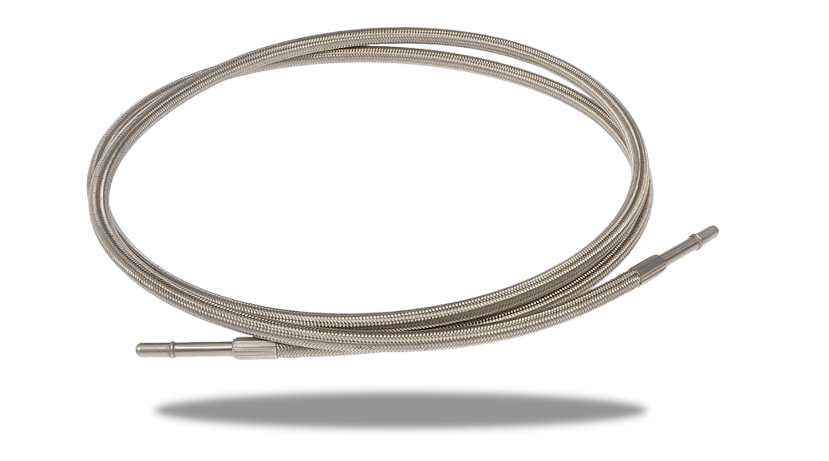 New braided stainless steel, flexible fuel line (No. 819-840).