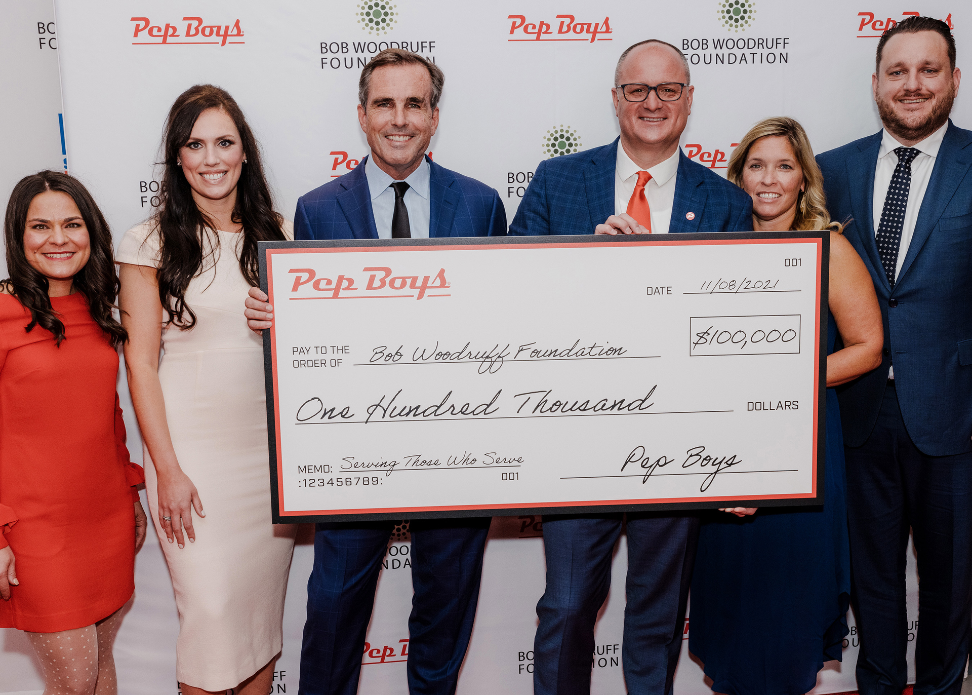 Pep Boys presented the Bob Woodruff Foundation with a $100,000 donation, representing a significant new investment by the iconic, 100-year-old company in America&rsquo;s military veterans.