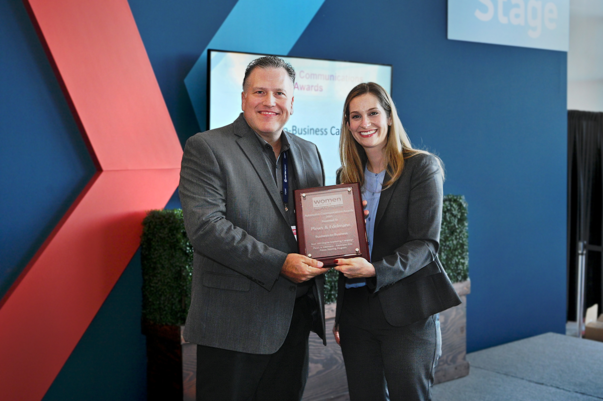 VP of Business Development Tony Edwards accepts the award at AAPEX.