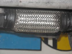 Common sources of air leaks into the exhaust that can skew the ECM’s tests are damaged flex pipes and stripped or damaged sensor threads. Common sources of air leaks into the exhaust that can skew the ECM’s tests are damaged flex pipes and stripped or damaged sensor threads.