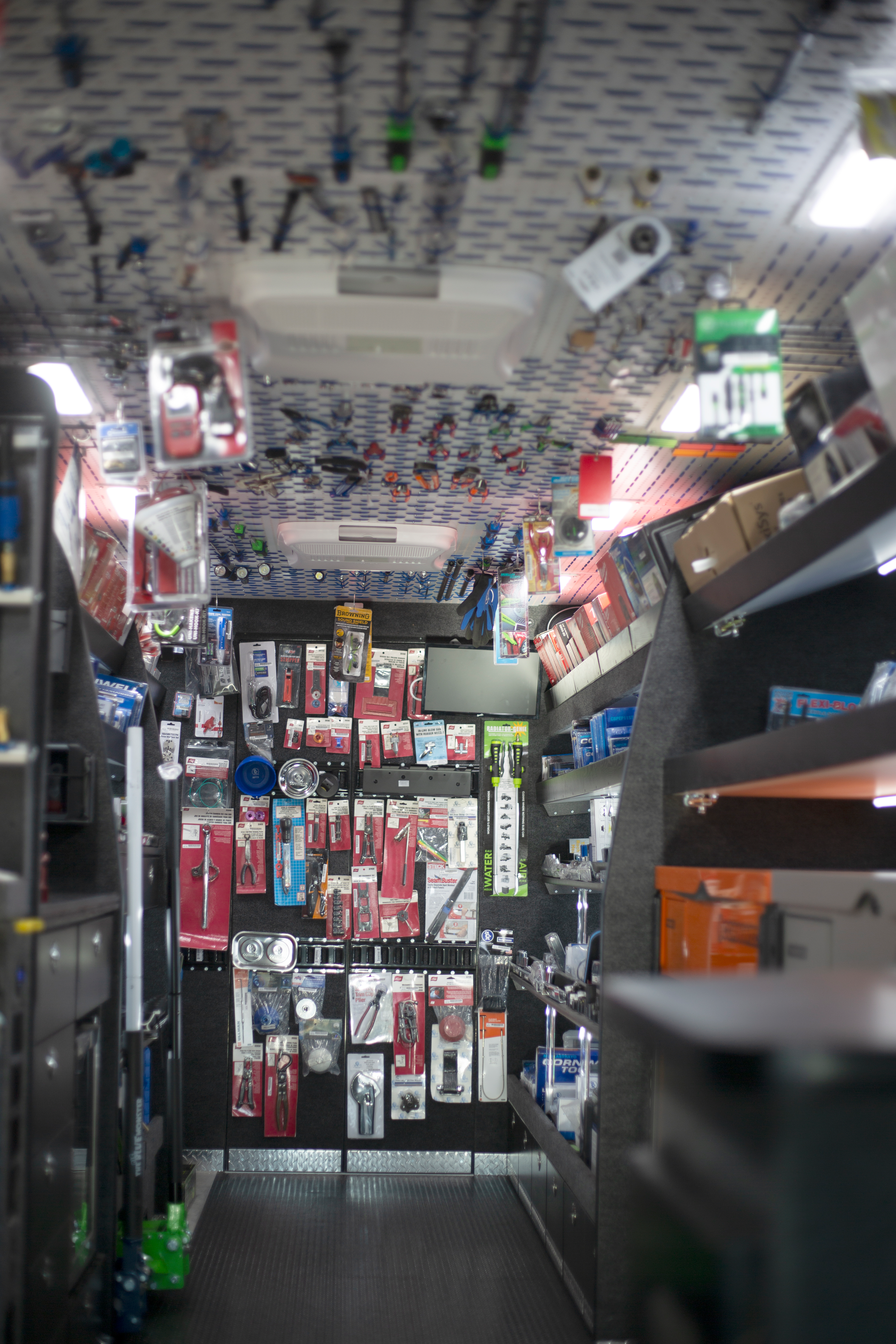 Cornwell tool dealer Jonathan Borth keeps a display monitor on his tool truck to display videos of new products
