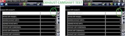 Fig. 4: I activated the camshaft timing and noticed the changes that were made in each increment that I chose. Notice the data changes respectively Fig. 4: I activated the camshaft timing and noticed the changes that were made in each increment that I chose. Notice the data changes respectively
