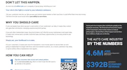 One handy template letter that comes packaged in a QR code renders it easy for shop owners, jobbers, wholesalers, retailers, and technicians to contact their elected officials directly.