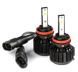 Figure 5- These were the culprits. The replacement headlamp bulbs shown here were of LED design. The reason is they use very little energy to operate compared to the original halogen bulbs. The BCM monitors the headlamp operation and because this system was designed to work with halogen bulbs, the BCM didn't like what it saw when commanding these LED headlamps on. Figure 5- These were the culprits. The replacement headlamp bulbs shown here were of LED design. The reason is they use very little energy to operate compared to the original halogen bulbs. The BCM monitors the headlamp operation and because this system was designed to work with halogen bulbs, the BCM didn't like what it saw when commanding these LED headlamps on.