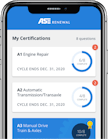 ASE renewal app for certifications screenshot