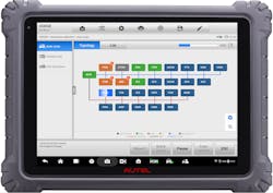 Figure 5- The Autel advanced diagnostic tablets utilize both topology mapping and also detailed color-coded indications of different network protocols, allowing technicians a streamlined diagnostic approach.