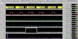 Figure 2: Using a multi-trace lab scope, the inputs to the PCM (CKP/CMP) were obtained. Capturing these, along with all four of the ignition coils’ trigger commands displays action/reaction testing and demonstrates the reason for the lack of spark was due to a lack of command. It also exhibits a need to inspect input signals for proper correlation. Figure 2: Using a multi-trace lab scope, the inputs to the PCM (CKP/CMP) were obtained. Capturing these, along with all four of the ignition coils’ trigger commands displays action/reaction testing and demonstrates the reason for the lack of spark was due to a lack of command. It also exhibits a need to inspect input signals for proper correlation.