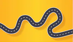 Winding road on yellow background