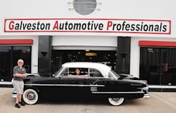John and Lynn Eanes, owners of Galveston Automotive Professionals in Galveston, Texas, show off the Packard they recently serviced. John and Lynn Eanes, owners of Galveston Automotive Professionals in Galveston, Texas, show off the Packard they recently serviced.
