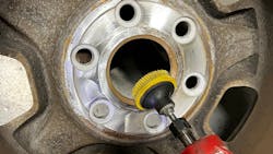 Figure 2 - A clean hub and wheel mating surface is required to maintain proper clamping force, so wheel assemblies don't loosen over time. Figure 2 - A clean hub and wheel mating surface is required to maintain proper clamping force, so wheel assemblies don't loosen over time.