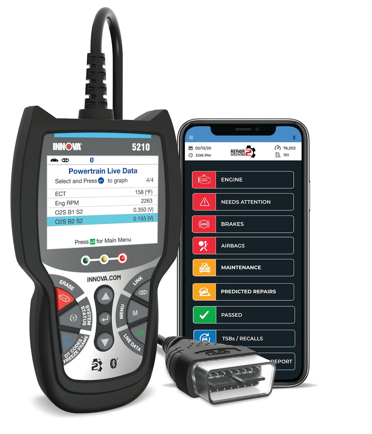 The Innova CarScan Advisor, No. 5210, is an entry-level OBD-II scan tool that provides live data, through its all-in-one color display.