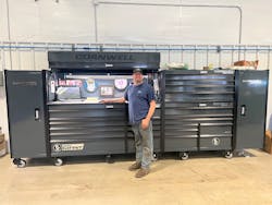 Jordan Dick poses in front of his Iron Giant Cornwell toolbox Jordan Dick poses in front of his Iron Giant Cornwell toolbox