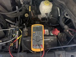 Figure 7- A continuity check was performed and verified an open circuit was present, preventing the AC compressor clutch from functioning. Figure 7- A continuity check was performed and verified an open circuit was present, preventing the AC compressor clutch from functioning.