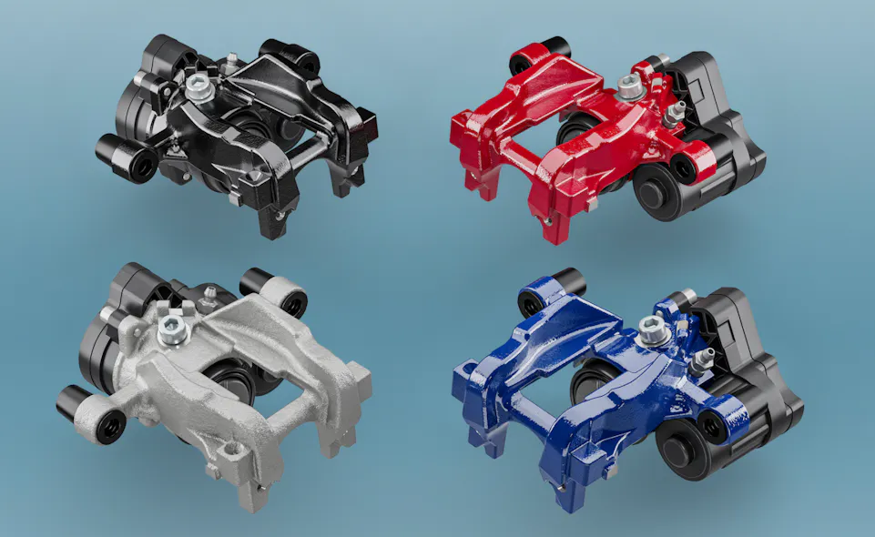 FIG3- Shown here are EPB calipers, using electric servo motors to apply pressure to the rear brake pads. The EPB systems are one of two designs. Either advancing a piston with a helix type servo, or one that rotates to tug the same cable used in a conventional parking brake system.