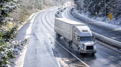 Transport truck in snow