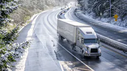 Transport truck in snow