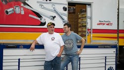 Schweers with his son Austin the day he got his toolbox. Schweers with his son Austin the day he got his toolbox.