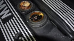 Figure 1 - Excessive condensation deposits from poor crankcase ventilation. Figure 1 - Excessive condensation deposits from poor crankcase ventilation.