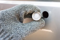 Figure 4- Ultrasonic proximity sensors are used to aid in parking assist systems. As a foreign object nears the sensor, a high-frequency sound wave detects it. The system responds to driver with an audible warning of proximity. Figure 4- Ultrasonic proximity sensors are used to aid in parking assist systems. As a foreign object nears the sensor, a high-frequency sound wave detects it. The system responds to driver with an audible warning of proximity.