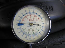 Figure 4 - Crankcase vacuum reading with leaking valve cover gasket. Figure 4 - Crankcase vacuum reading with leaking valve cover gasket.