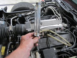 Figure 7 - Snap-on blow by meter connected to a Chevy V8 engine. Figure 7 - Snap-on blow by meter connected to a Chevy V8 engine.